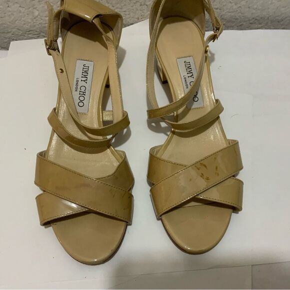 Jimmy Choo Nude Patent Leather "Merit" Sandals Size 39 - Picture 2 of 11